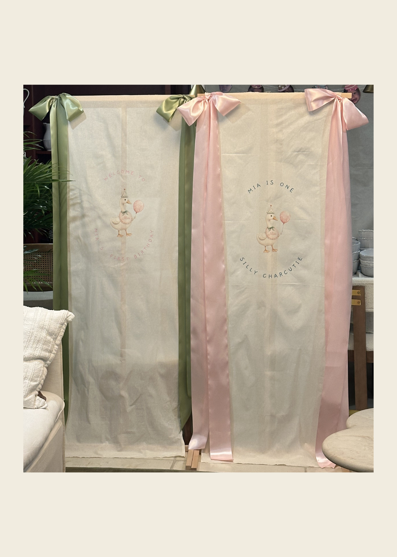 NEW! Linen Sign, Stand & Oversized Satin Ribbon