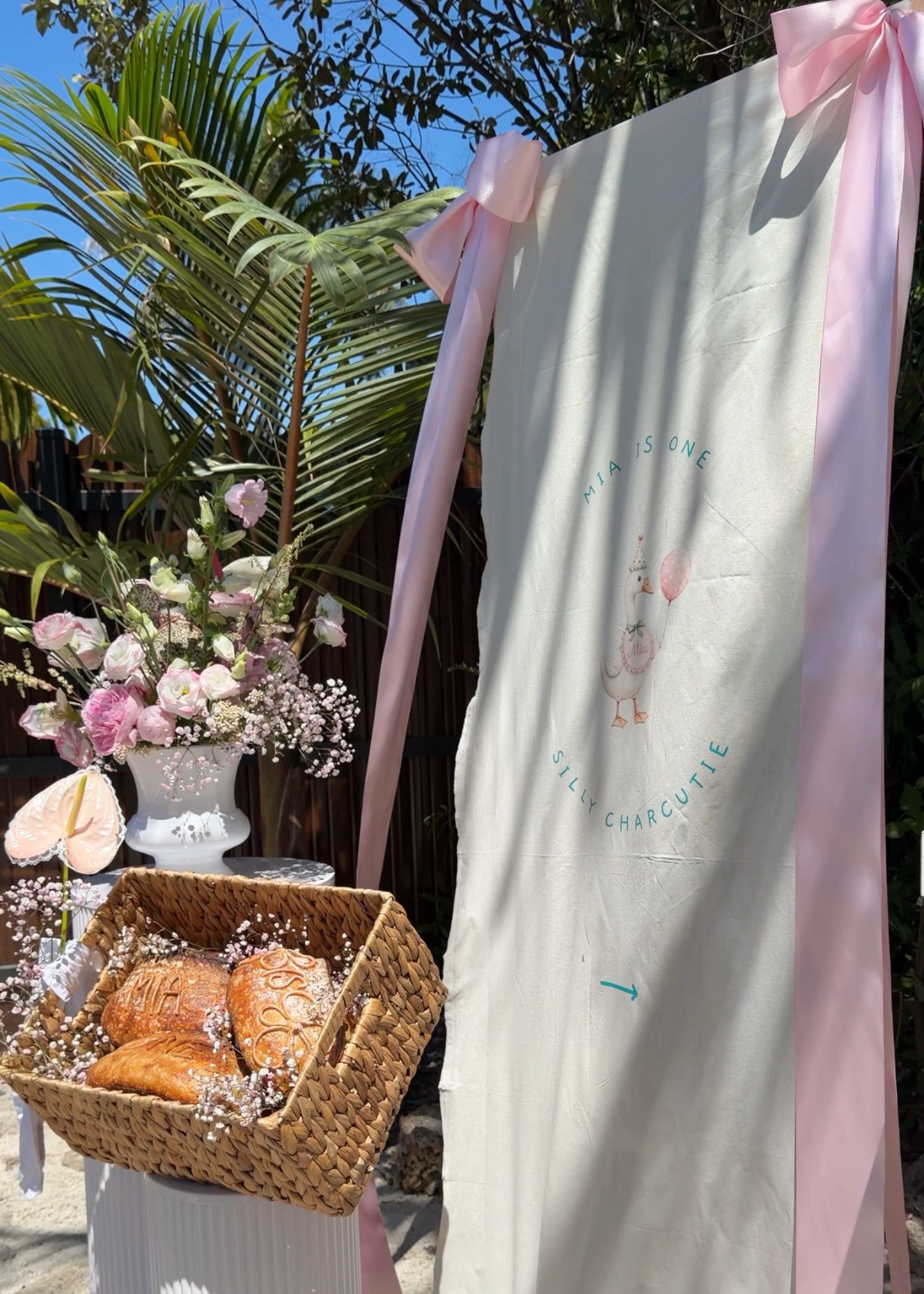 NEW! Linen Sign, Stand & Oversized Satin Ribbon