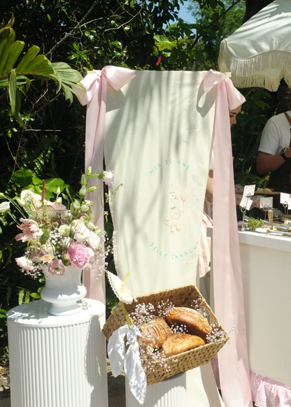 NEW! Linen Sign, Stand & Oversized Satin Ribbon