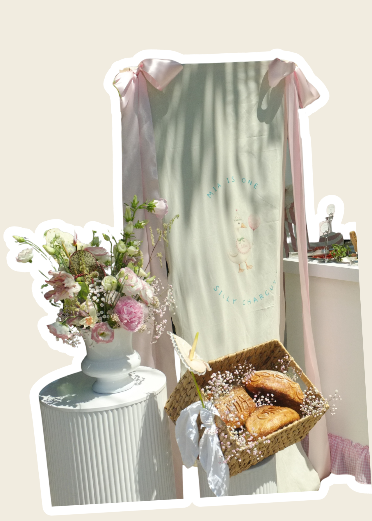NEW! Linen Sign, Stand & Oversized Satin Ribbon